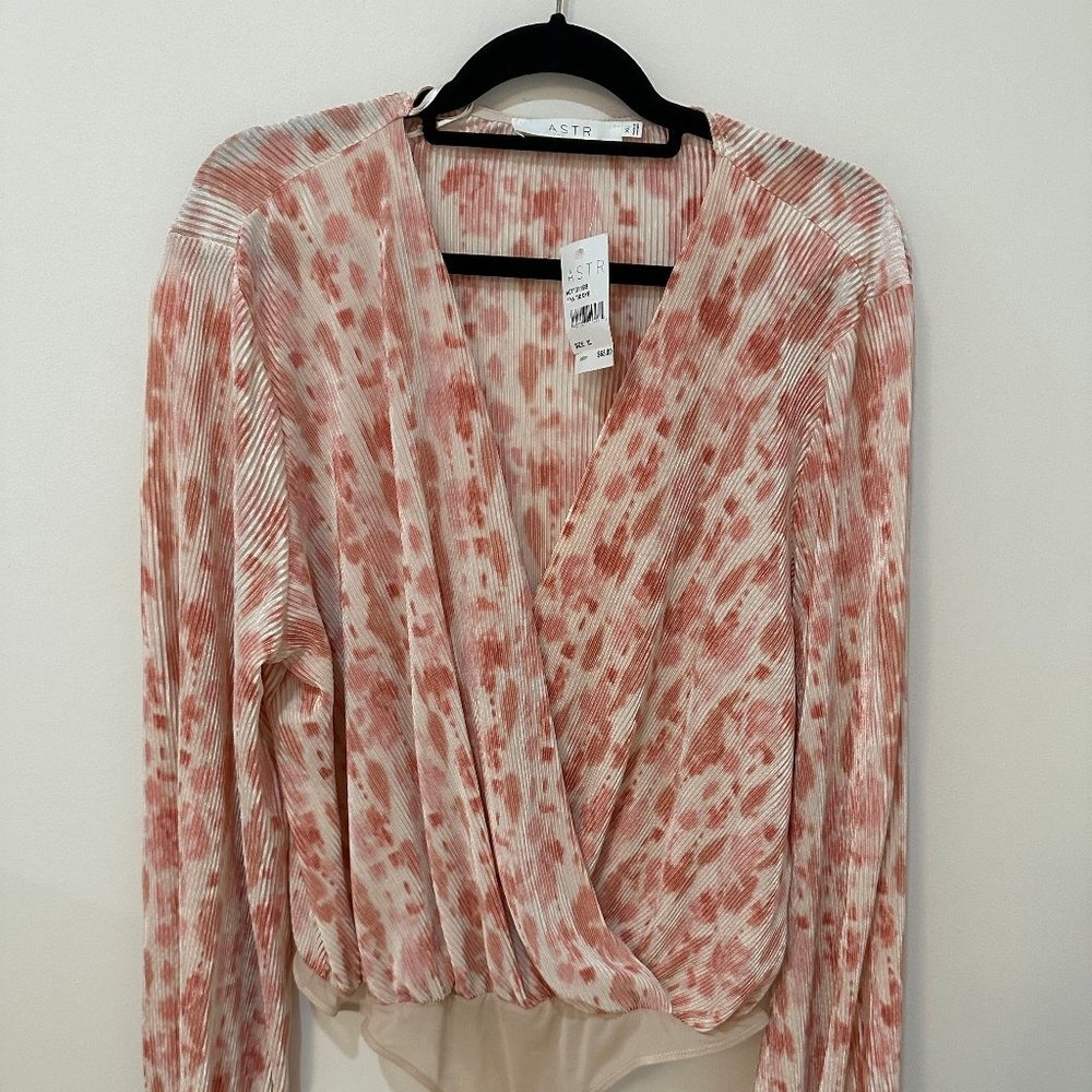 NEW ASTR Pink tie dye bodysuit XL